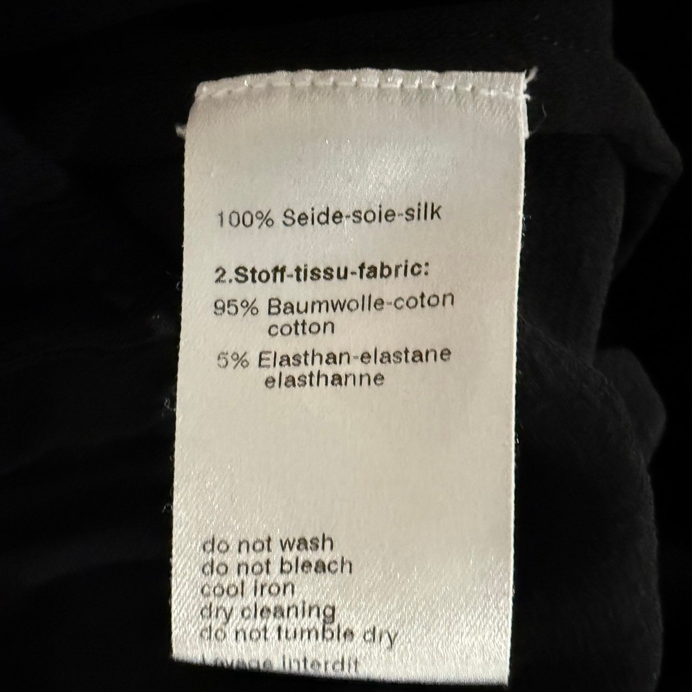 Akris Bodysuit Womens 8 Black Good Silk Sheer Wrap Long Sleeve Swiss Made - Picture 11 of 11